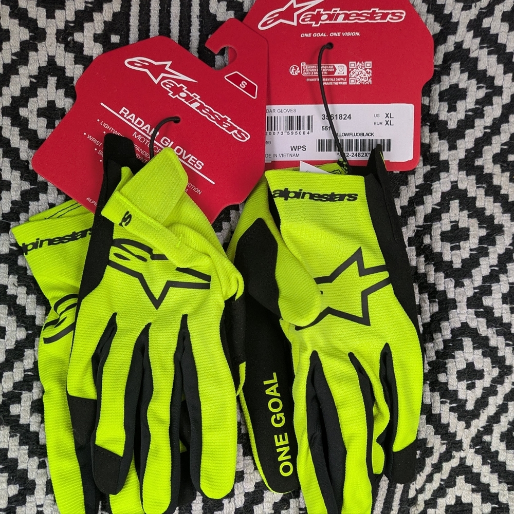 Alpinestars Neon Yellow and Black Gloves